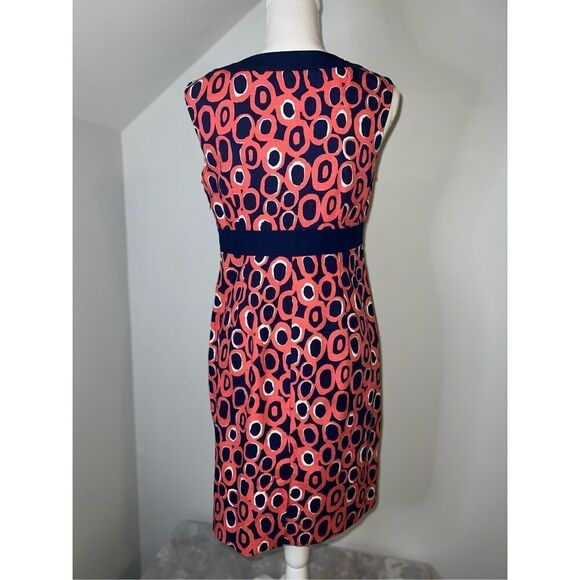 Women’s BODEN Navy/Coral Orange Sheath Midi Dress 6P - Picture 5 of 10